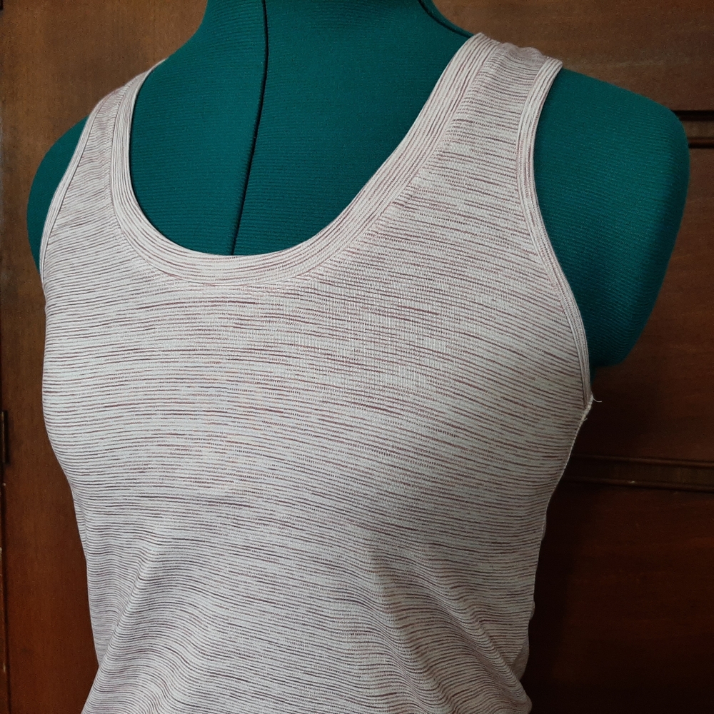 Gottex Cream Tank Top with Subtle Pink Stripes- small